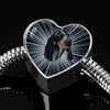 Bluetick Coonhound Dog Print Heart Charm Steel Bracelet-Free Shipping