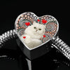 Lovely Persian Cat Print Heart Charm Steel Bracelet-Free Shipping