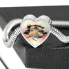 Golden Hamster Hanging Print Heart Charm Steel Bracelet-Free Shipping