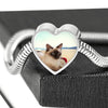 Cute Balinese Cat Print Heart Charm Steel Bracelet-Free Shipping
