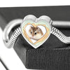 Robo Hamster Print Heart Charm Steel Bracelet-Free Shipping