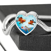 Oranda Fish Print Heart Charm Steel Bracelet-Free Shipping