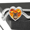 Burmese Cat Print Heart Charm Steel Bracelet-Free Shipping