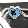 Papillon Dog On Denim Print Heart Charm Steel Bracelet-Free Shipping