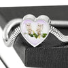 White Persian Cat Print Heart Charm Steel Bracelet-Free Shipping