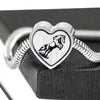 Mustang Horse Art Print Heart Charm Steel Bracelet-Free Shipping