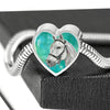Andalusian Horse Watercolor Art Print Heart Charm Steel Bracelet-Free Shipping