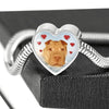 Shar Pei Print Heart Charm Steel Bracelet-Free Shipping