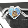 Maine Coon Cat Print Heart Charm Steel Bracelet-Free Shipping