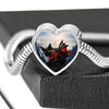 Bombay Cat Print Heart Charm Steel Bracelet-Free Shipping