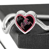 Horse Pink Art Print Heart Charm Steel Bracelet-Free Shipping