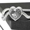 Black&White Snake Print Heart Charm Steel Bracelet-Free Shipping