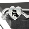 Shiba Inu Dog Print Heart Charm Steel Bracelet-Free Shipping