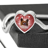 Papillon Dog Print Heart Charm Steel Bracelet-Free Shipping