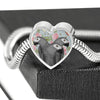 African Grey Parrot Print Heart Charm Steel Bracelet-Free Shipping