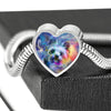 Yorkie Art Print Heart Charm Steel Bracelet-Free Shipping