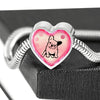Cute French Bulldog Print Heart Charm Steel Bracelet-Free Shipping