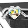 Blue And Yellow Macaw Parrot Art Print Heart Charm Steel Bracelet-Free Shipping