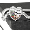 Himalayan Cat Print Heart Charm Steel Bracelet-Free Shipping