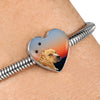 Staffordshire Bull Terrier Print Heart Charm Steel Bracelet-Free Shipping