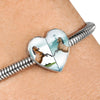 Lusitano Horse Print Heart Charm Steel Bracelet-Free Shipping