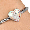 American Curl Print Heart Charm Steel Bracelet-Free Shipping