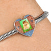 Golden Hamster Art Print Heart Charm Steel Bracelet-Free Shipping