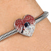English Springer Spaniel Print Heart Charm Steel Bracelet-Free Shipping