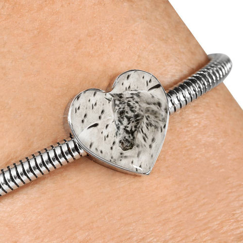Appaloosa Horse Print Heart Charm Steel Bracelet-Free Shipping