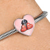 St. Bernard Dog Print Heart Charm Steel Bracelet-Free Shipping