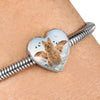 Australian Terrier Print Heart Charm Steel Bracelet-Free Shipping