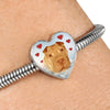 Shar Pei Print Heart Charm Steel Bracelet-Free Shipping