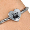 Cute Dog Art Print Heart Charm Steel Bracelet-Free Shipping