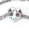 Tonkinese Cat Print Heart Charm Steel Bracelet-Free Shipping