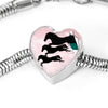 Horse Running Art Print Heart Charm Steel Bracelet-Free Shipping