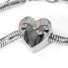 African Grey Parrot Print Heart Charm Steel Bracelet-Free Shipping