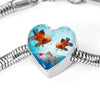 Oranda Fish Print Heart Charm Steel Bracelet-Free Shipping