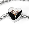 Dalmatian Dog Art Print Heart Charm Steel Bracelet-Free Shipping