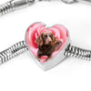 Boykin Spaniel Print Heart Charm Steel Bracelet-Free Shipping