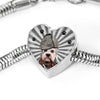 Dandie Dinmont Terrier Print Heart Charm Steel Bracelet-Free Shipping