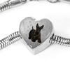 Scottish Terrier Print Heart Charm Steel Bracelet-Free Shipping
