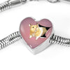 Lovely Hamster Print Heart Charm Steel Bracelet-Free Shipping