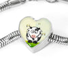 Cute Cow With Butterfly Print Heart Charm Steel Bracelet-Free Shipping