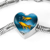 Butterfly Koi Fish Print Heart Charm Steel Bracelet-Free Shipping