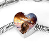 American Water Spaniel Print Heart Charm Steel Bracelet-Free Shipping