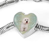Bichon Frise Dog Print Heart Charm Steel Bracelet-Free Shipping