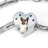 Cardigan Welsh Corgi Print Heart Charm Steel Bracelet-Free Shipping
