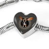 Amazing Basset Hound Dog Print Heart Charm Steel Bracelet-Free Shipping