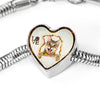 Lovely Bengal Cat Print Heart Charm Steel Bracelet-Free Shipping