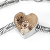 Siberian Husky Print Heart Charm Steel Bracelet-Free Shipping